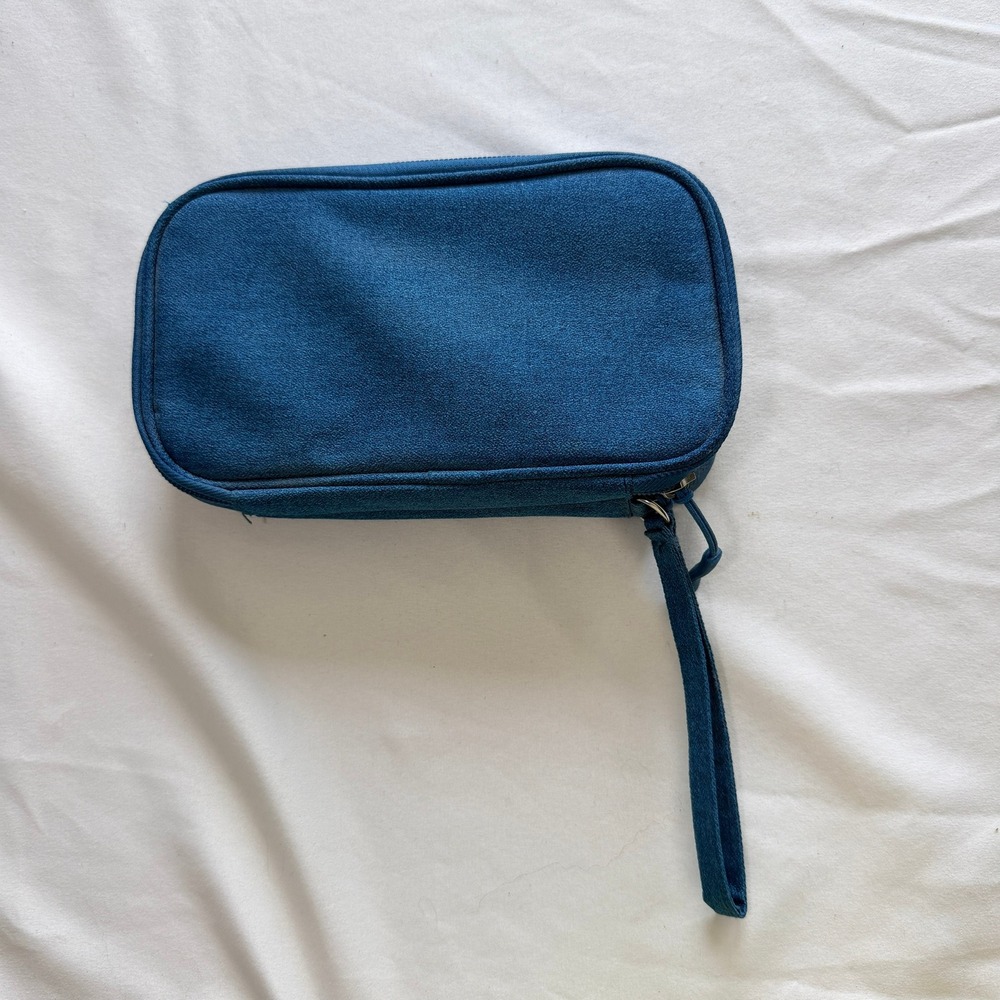 Teal Blue Tech Organizer Travel Case Cable Cord Pouch with Wrist Strap